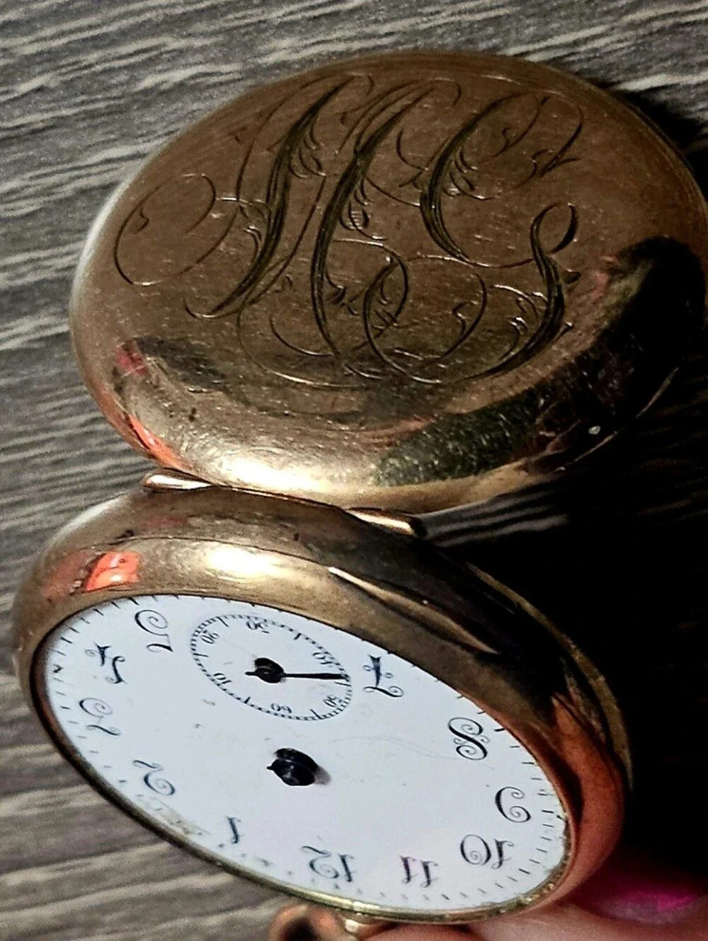 Antique wind Up MINI Pocketwatch W/ Windsor B.W.C.C.O G.F case working condition